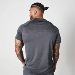 Vanquish Essential Denim Blue Performance Short Sleeve T Shirt -Vanquish Fitness VQ BlackFriday23 7312