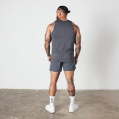 Vanquish Essential Denim Blue Regular Fit Tank Top -Vanquish Fitness VQ BlackFriday23 7462