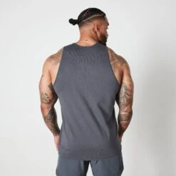 Vanquish Essential Denim Blue Regular Fit Tank Top -Vanquish Fitness VQ BlackFriday23 7477