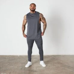 Vanquish Essential Denim Blue Oversized Sleeveless T Shirt 9 Vanquish Essential Denim Blue Oversized Sleeveless T Shirt -Vanquish Fitness VQ BlackFriday23 7845
