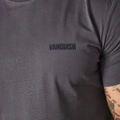 Vanquish Essential Denim Blue Slim Fit Short Sleeve T Shirt -Vanquish Fitness VQ BlackFriday23 8187