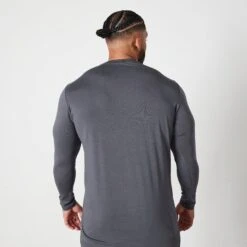 Vanquish Essential Denim Blue Slim Fit Long Sleeve T Shirt -Vanquish Fitness VQ BlackFriday23 8435