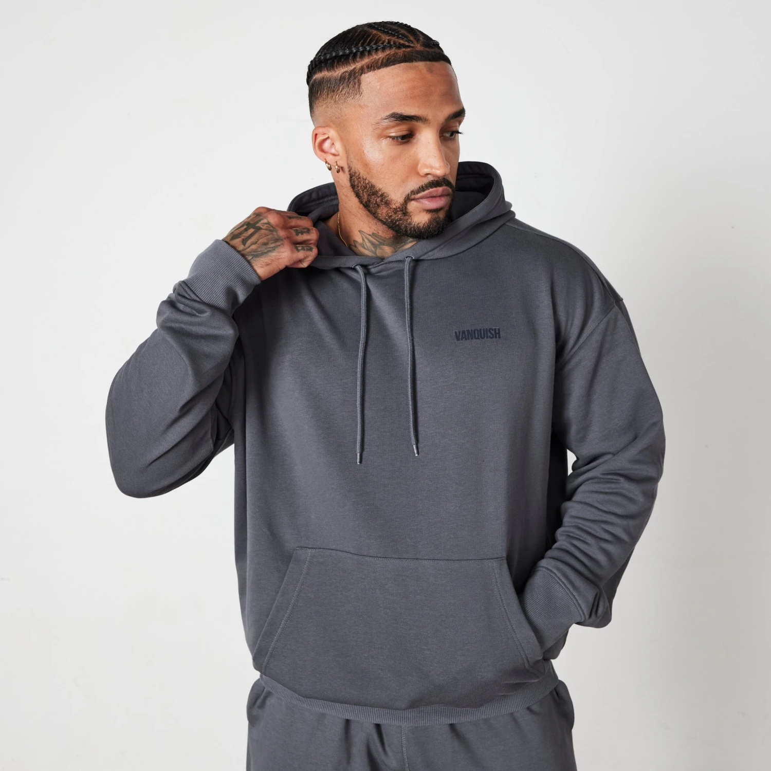 Vanquish Essential Denim Blue Oversized Pullover Hoodie 3 Vanquish Essential Denim Blue Oversized Pullover Hoodie