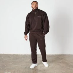 Vanquish Coffee Brown Signature Collection Quarter Zip Sweater -Vanquish Fitness VQ BlackFriday23 8873