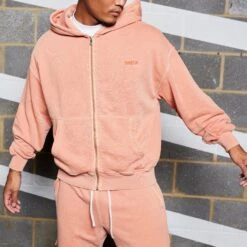 Vanquish Washed Coral Oversized Hoodie -Vanquish Fitness VQ WASHED COLLECTION 1290