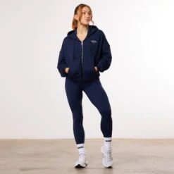 Vanquish Enhance Navy Blue Cropped Zip Through Hoodie -Vanquish Fitness WB Summer Sale websize27