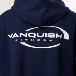 Vanquish Enhance Navy Blue Cropped Zip Through Hoodie -Vanquish Fitness WB Summer Sale websize32