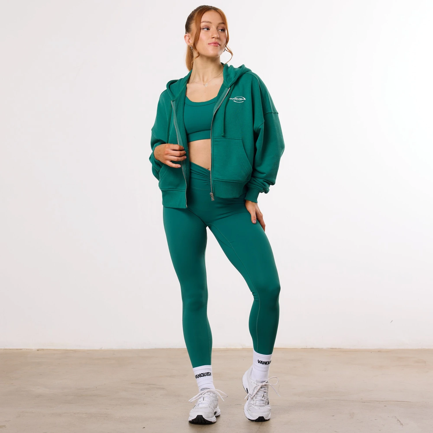 Vanquish Enhance Forest Green Cropped Zip Through Hoodie 4 Vanquish Enhance Forest Green Cropped Zip Through Hoodie - Image 2