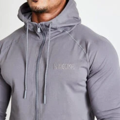 Vanquish Eclipse V2 Grey Full Zip Front Hoodie -Vanquish Fitness vanquish eclipse v2 grey full zip front hoodie 886964