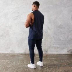 Vanquish Essential Navy Blue Oversized Sleeveless T Shirt -Vanquish Fitness vanquish essential navy blue oversized sleeveless t shirt 325179