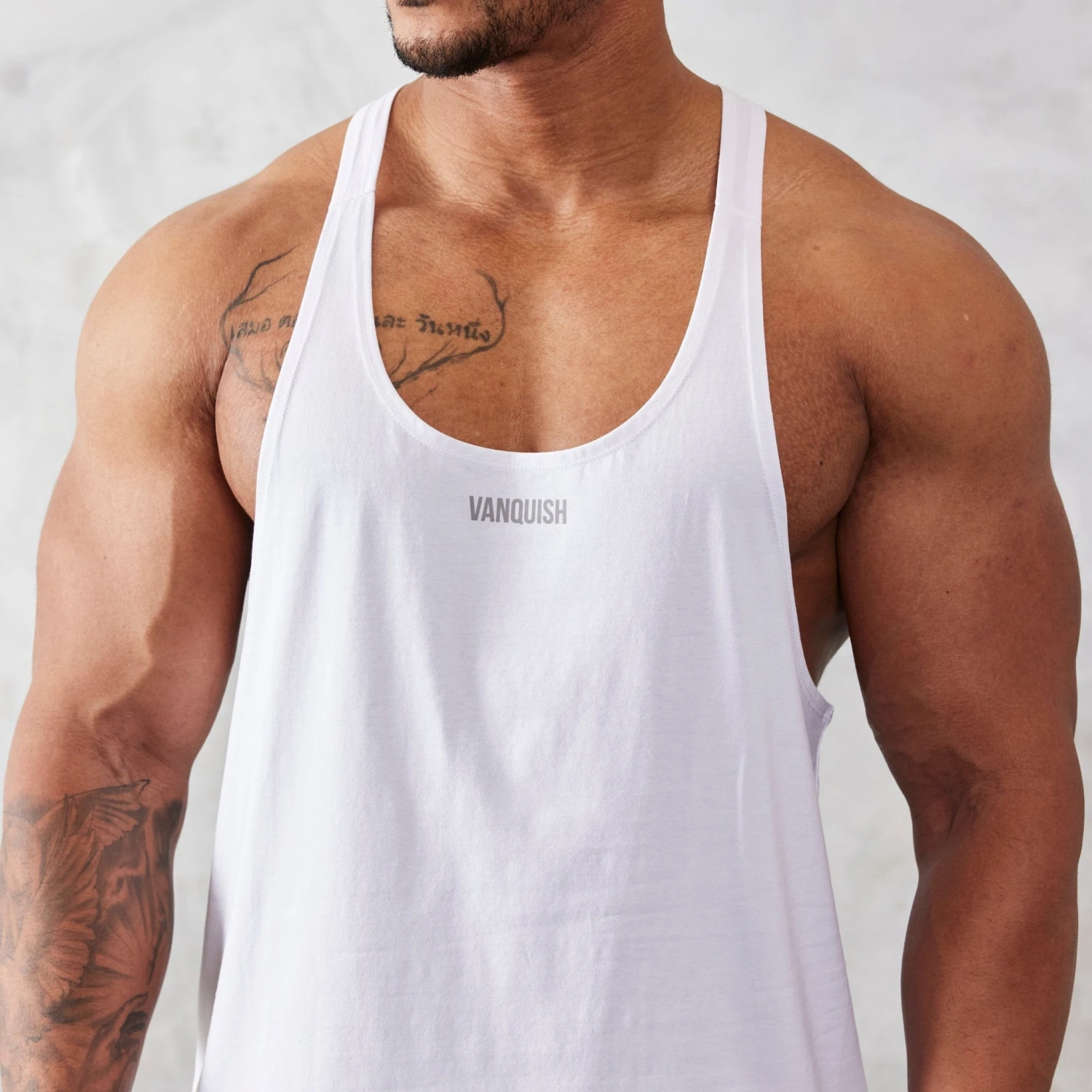 Vanquish Essential White Regular Fit Stringer Vest 4 Vanquish Essential White Regular Fit Stringer Vest - Image 2