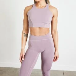 Vanquish Evolve Truffle Lilac Keyhole Crop Tank Top -Vanquish Fitness vanquish evolve truffle lilac keyhole crop tank top 590347
