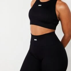 Vanquish Ribbed Seamless Black Racer Back Bra 10 Vanquish Ribbed Seamless Black Racer Back Bra -Vanquish Fitness vanquish ribbed seamless black racer back bra 234283