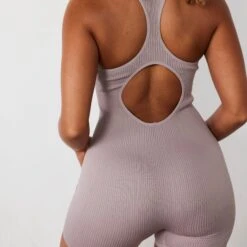 Vanquish Ribbed Seamless Blush Back Keyhole All In One -Vanquish Fitness vanquish ribbed seamless blush back keyhole all in one 831225