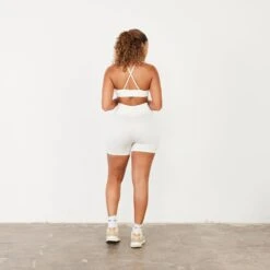 Vanquish Ribbed Seamless Marshmallow Cross Back Low Support Bra -Vanquish Fitness vanquish ribbed seamless marshmallow cross back low support bra 707673