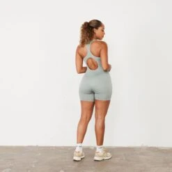 Vanquish Ribbed Seamless Slate Grey Back Keyhole All In One -Vanquish Fitness vanquish ribbed seamless slate grey back keyhole all in one 790224